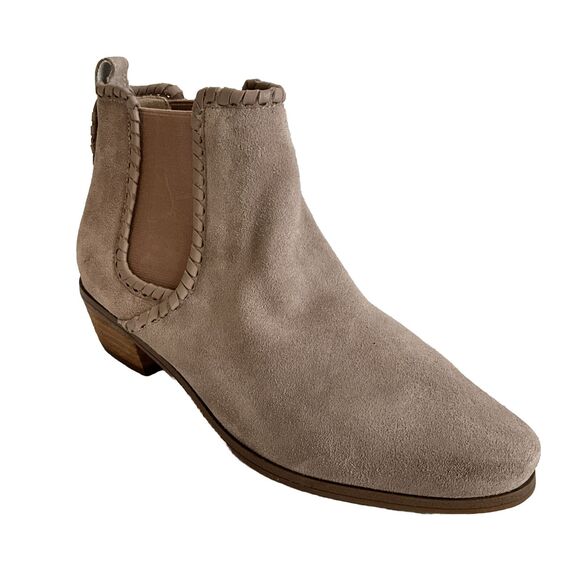 Jack Rogers Chelsea Boot Women Size 9.5M Taupe Suede Poppy Pull-on Waterproof - Picture 1 of 12